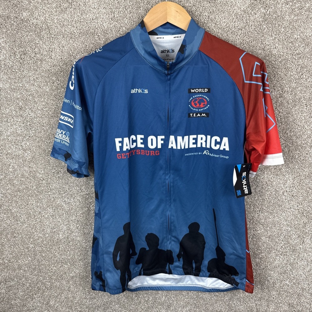 ATHLOS Cycling Jersey Men's Size XL Full Zip  Face Of‎ America Gettysburg NEW